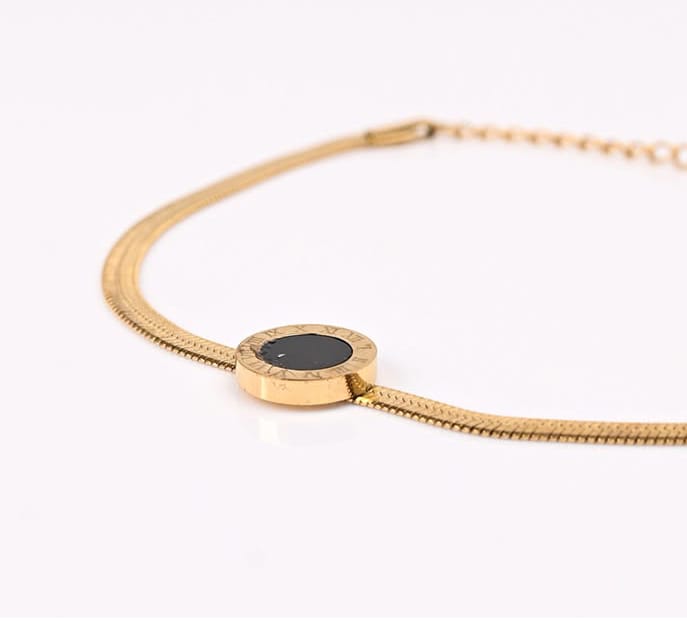 Bvlgari Inspired Black Roman Gold Plated Bracelet & Ring Set