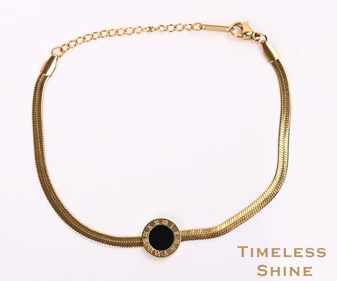 Bvlgari Inspired Black Roman Gold Plated Bracelet & Ring Set